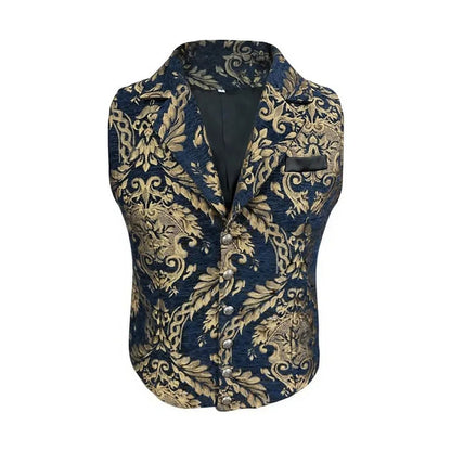 Four Seasons Men Suit Vest Contrast Color Printed Male Vest Slim Single-breasted Sleeveless Versatile Man Waistcoat