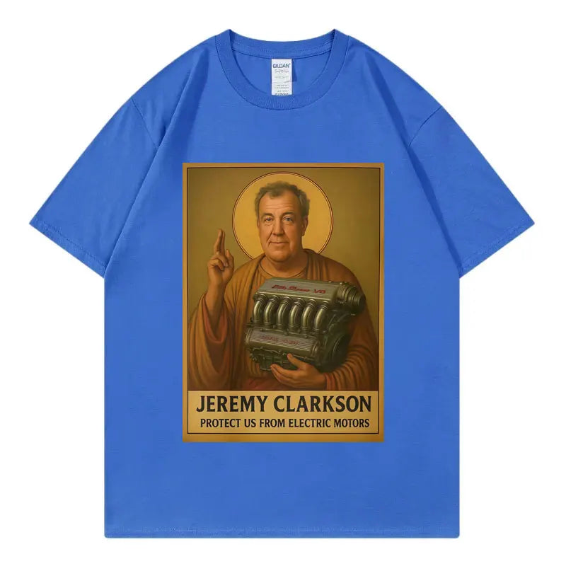 Jeremy Clarkson Protect Us From Electric Motors T-shirt Top Gear Funny Meme Graphic T Shirt Unisex Casual Fashion Loose T-shirts