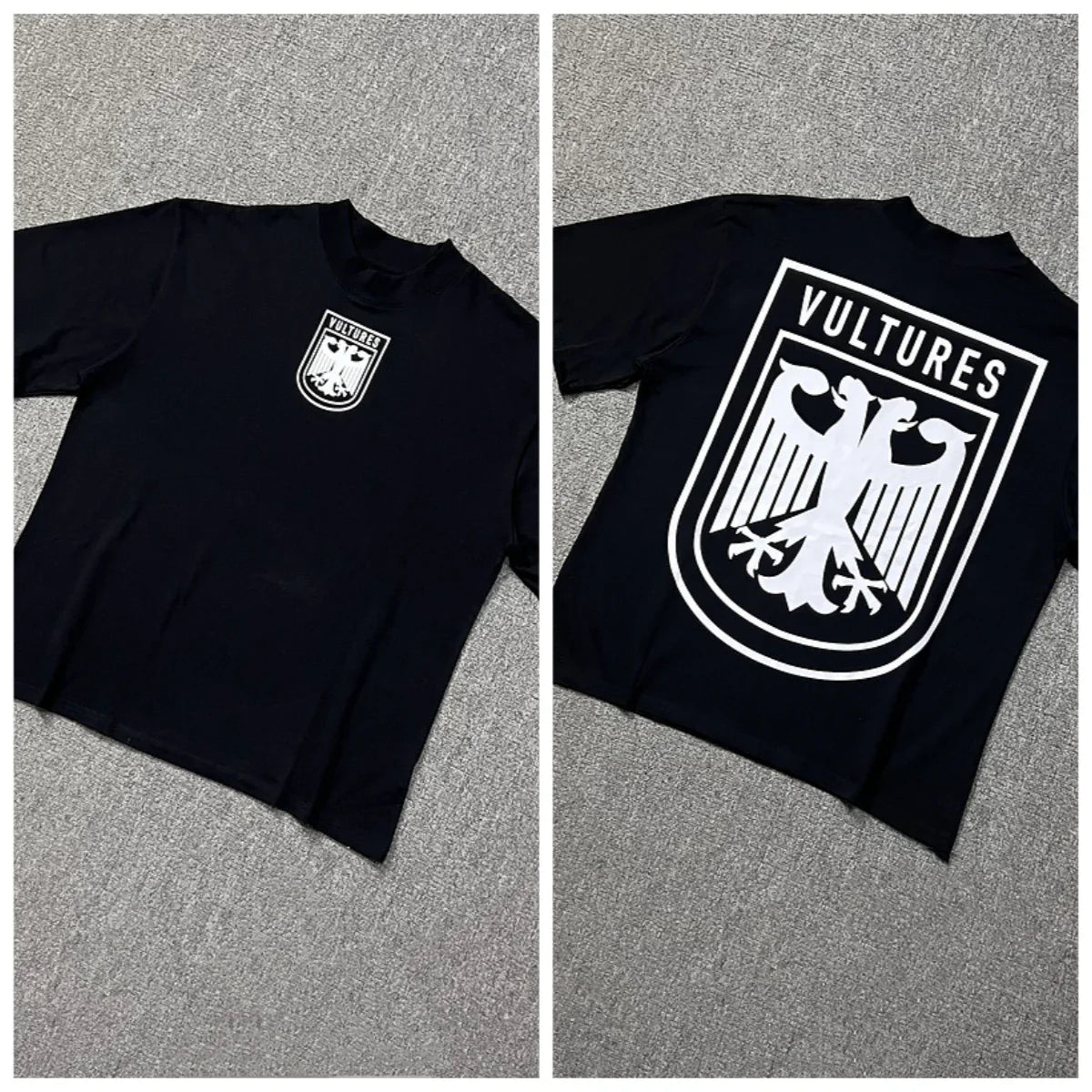 Album Co-branded Vulture Badge Printed Round Neck Trend Street Men's and Women's Cotton Short Sleeve T-shirt