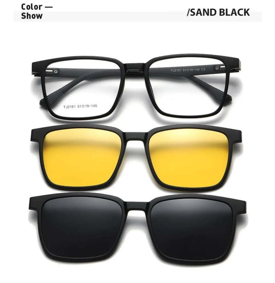 Flip-up Magnetic Clip-on Prescription Glasses Men Women TR90 Polarised Myopia Sunglasses Night Vision Reading Glasses 2191