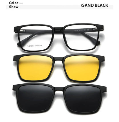 Flip-up Magnetic Clip-on Prescription Glasses Men Women TR90 Polarised Myopia Sunglasses Night Vision Reading Glasses 2191