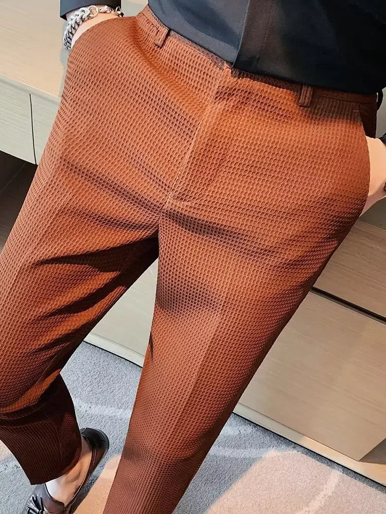 Spring Summer Men's Smart Casual Suit Pants Fashion Slim Fit Solid Color Youthful Vitality Suit Trousers Men Korean Dress Pants