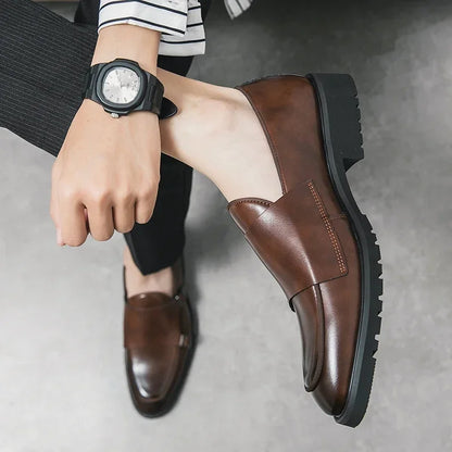 Men Fashion Formal Handmade Monk Shoes Derby  Dress Leather Gentleman Double Buckles Monk Shoes Pointed Wedding Shoes 2024