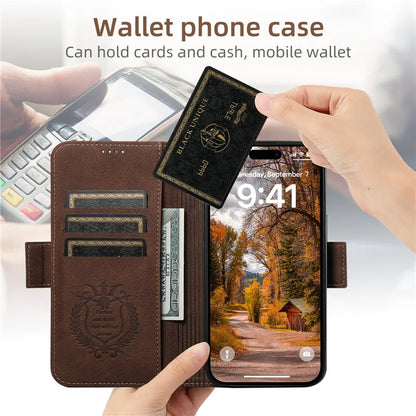 Magsafe Business Leather Wallet Phone Case For iPhone 12 13 14 15 Pro Max Plus 16 17 Pro Max With Flip Card Holder Cover