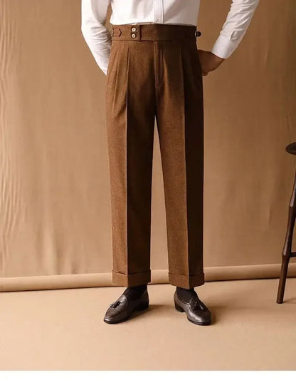 Business Pants Men Gentlemen Italian Naples Social Trousers Office-trouser Retro Casual Suit Pant Men Straight Dress Pants 2026