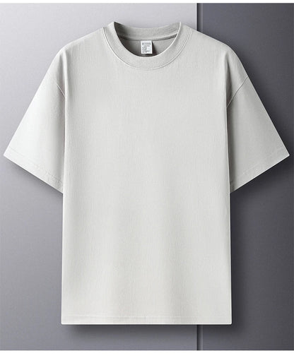 High quality 100% cotton short sleeve men's T-shirt summer round neck loose casual solid color plus size breathable top women
