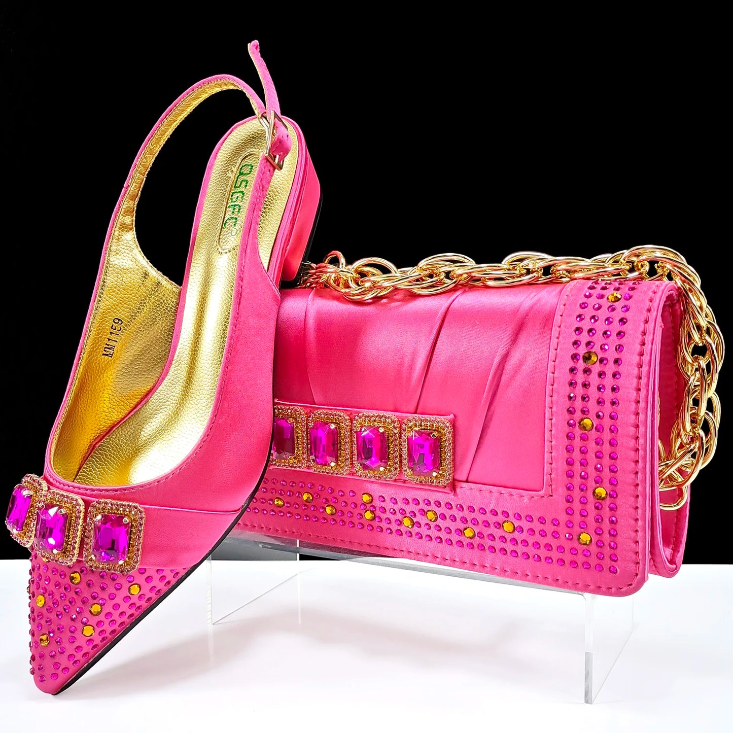 Mature Ladies Style Peep-Toe Heels & Rectangular Bag Set Nigerian Party Shoes and Bag –Comfortable Women's Shoes