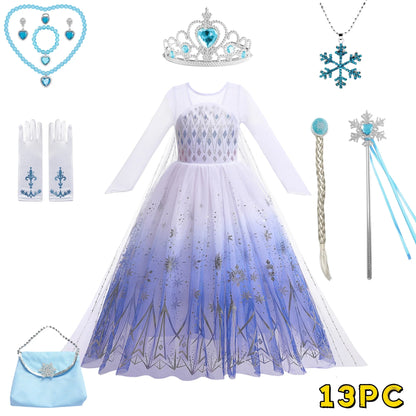 Elsa Anna Kid Princess Girls Dress Rapunzal Kids Cosplay Halloween Vestidos Children Costume Birthday Party Dress