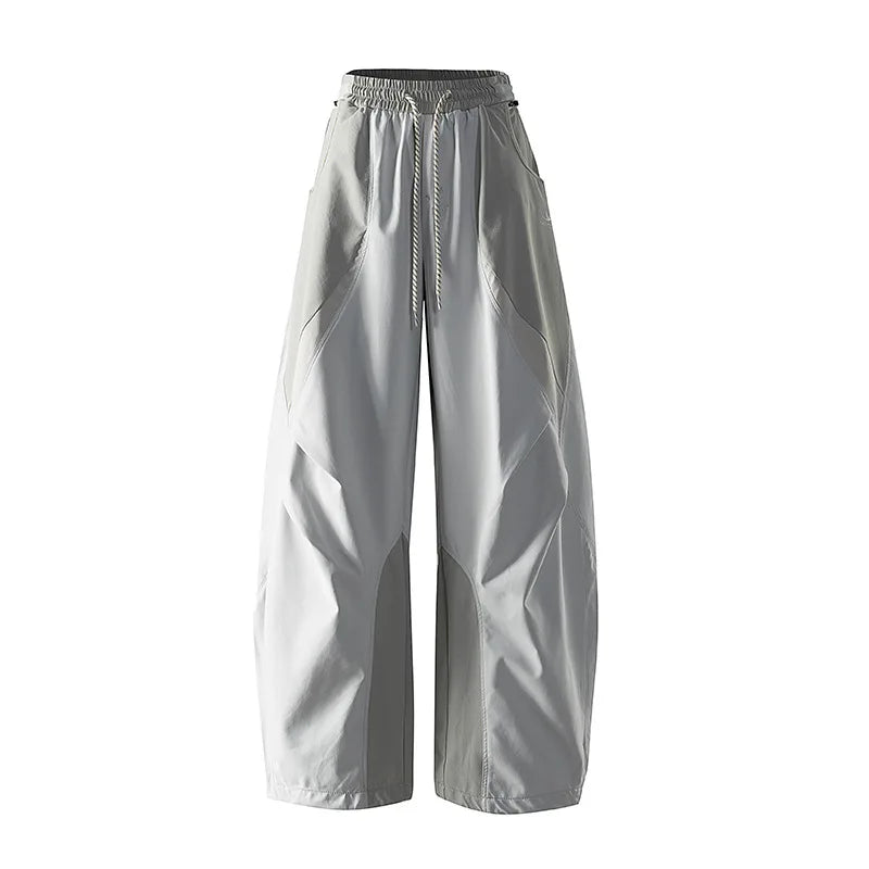 Men Outdoor Lightweight Quick Dry Ultra Loose Casual Splice Wide Leg Techwear Track Cargo Pants Women Streetwear Baggy Trousers