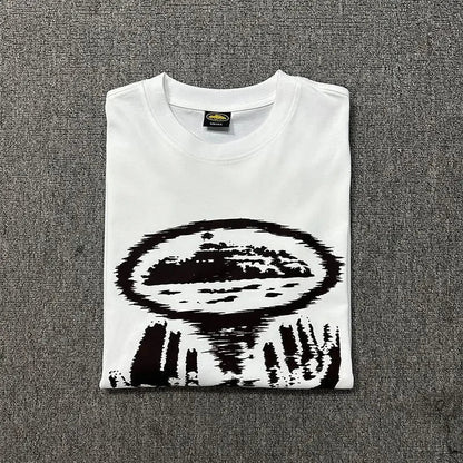 Men's cotton printed T-shirt, street fashion clothing, avant-garde style, retro oversized design.Suitable for both men and women