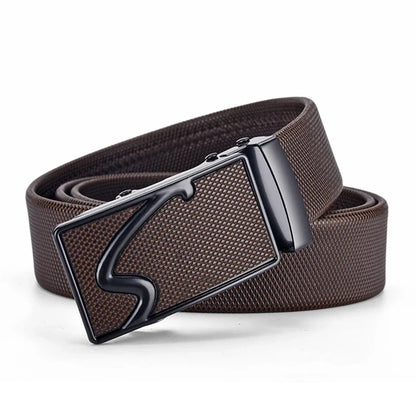 Men's Leather Belt with Automatic Buckle, Korean Version Trendy and Casual Middle-Aged and Young Business Leather Pants Belt