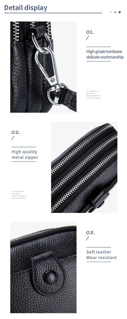 Genuine Leather One Shoulder Bag Women Casual Crossbody Bag Designer Small Handbag Lipstick Key Phone Pouch Case For Female