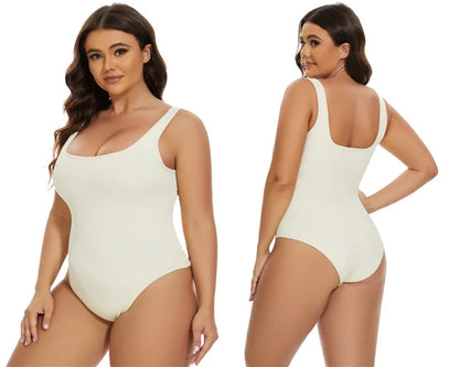 Ribbed Tummy Jumpsuit Daily Shaper Bodysuits Light Control Compress Tummy Control Open Crotch Shapewear Suits Open Crotch