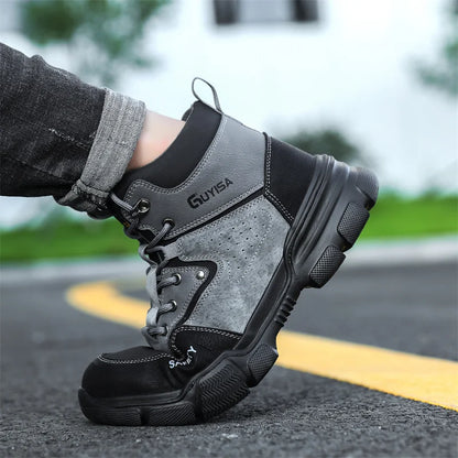 New Fashion 2026 High Top Safety Work Shoes Men Sneakers Steel Toe Cap Anti-puncture Indestructible Construction Site Boots