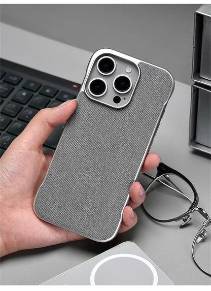 Ultra Thin Frameless Cloth Texture Magnetic Case For iPhone 17 Air 16 Pro Max 15 14 MagSafe Wireless Charge Borderless Hard Cove