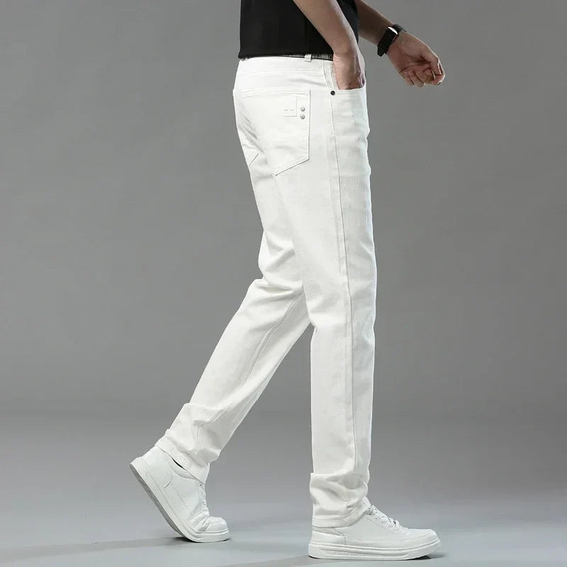 Men's Slim Fit Pants Casual Colorful 2025 Spring New Straight Trousers Men Cotton Stretch Fashion Pants Red Yellow Pink Blue