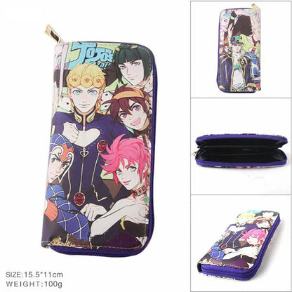 Anime JoJo's Bizarre Adventure - Portefeuille pliant en cuir synthétique PU kaki pour homme - Porte-monnaie cool Kujo Jotaro avec pince à billets