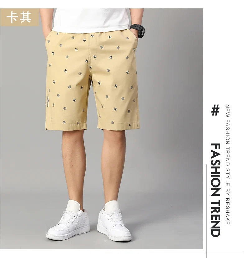 Men's Cotton Print Shorts Streetwear Casual Cotton Workwear Summer Breathable Fitness Knee Shorts Sports Shorts Sweatwear 6XL