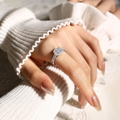 Bague ATTANGEMS carrée en moissanite DVVS1 en argent sterling 925, bagues de fiançailles classiques, alliance élégante, bijoux pour femme