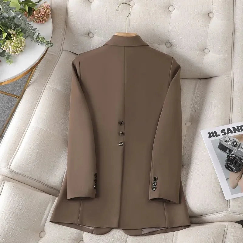 2024 New Green Blazer Women Formal Coat Female Long Sleeve Single Button Straight Jacket Office Ladies Work Wear Blazer Tops 4XL