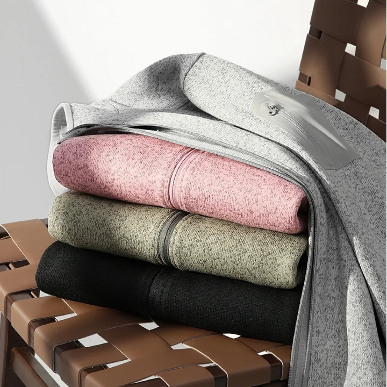 2026 Outdoor Windproof Solid Color Fashionable Camping, Fishing, Sports, Versatile, Casual and Affordable Knitted Sweater Jacket
