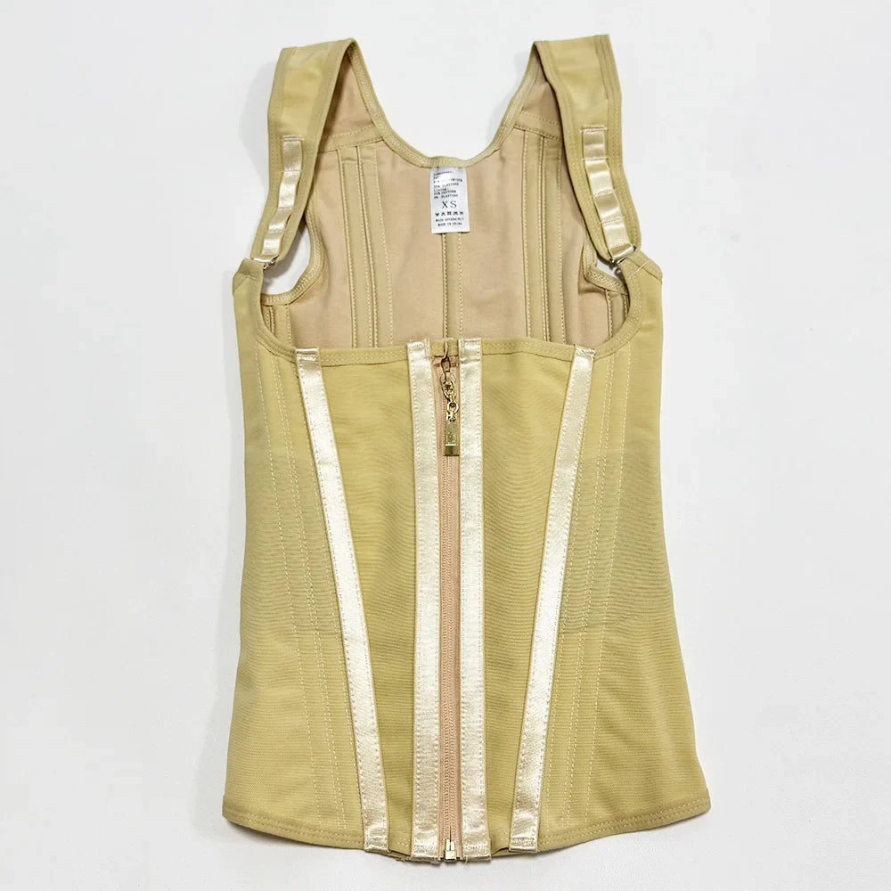 Fajas Body Shaper Shapewear Women Vest Tops Double Compression Waist Trainer Corset Adjustable Zipper and Hook-eyes