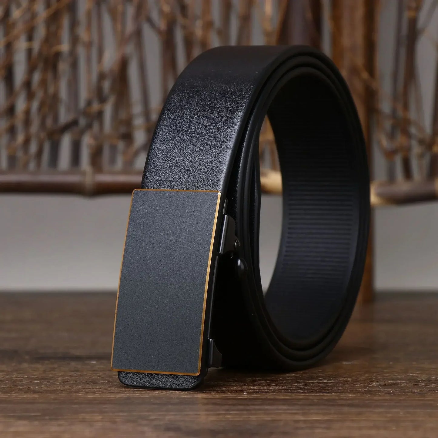 3.5CM Thick Cowhide Genuine Leathe Jeans Belt Business Toothless Automatic Buckle Belt Men High Quality Luxury Male Strap Cintos