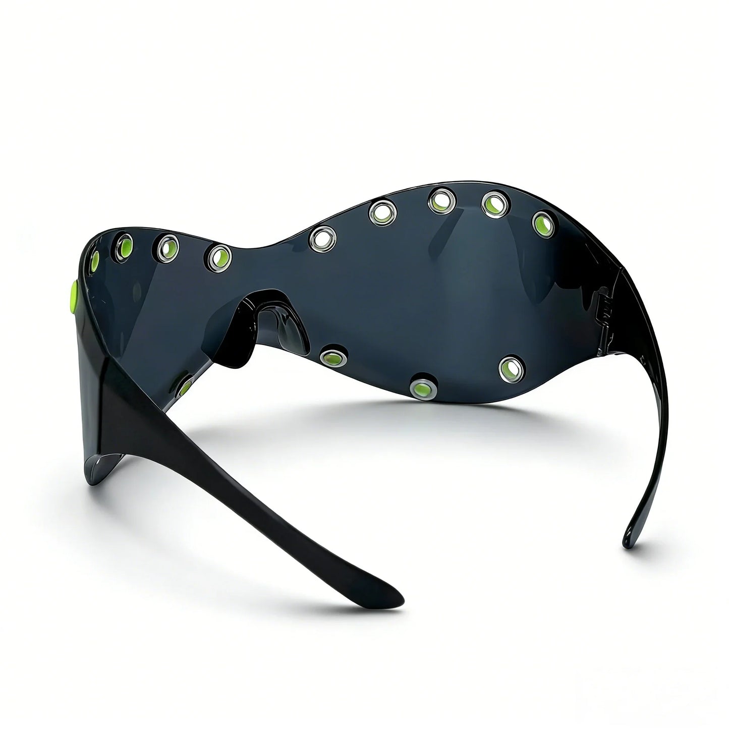 Unisex Y2K Punk Fashion Sunglasses - Futuristic One-Piece Goggles Metal Ring Rave sunglasses womenfor Rave & Cyber Party