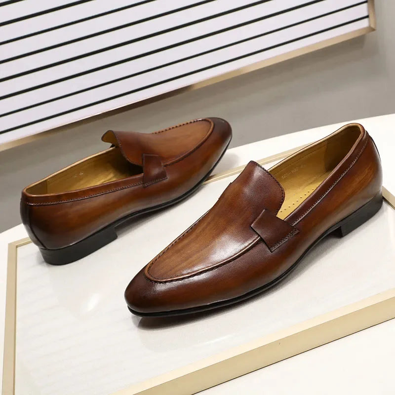 Designer Fashion Mens Loafers Leather Handmade Black Brown Casual Business Dress Shoes Party Wedding Men's Footwear