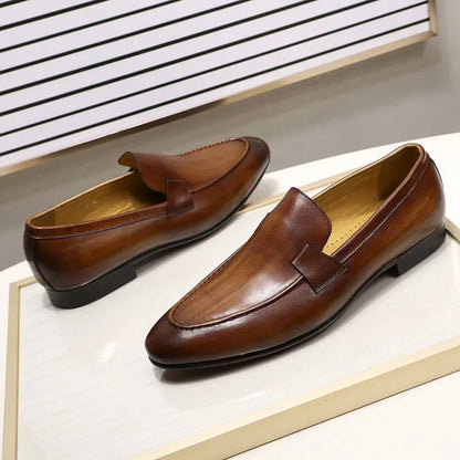 Designer Fashion Mens Loafers Leather Handmade Black Brown Casual Business Dress Shoes Party Wedding Men's Footwear