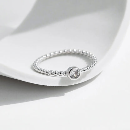 Bezel Setting Moissanite Ring 925 Sterling Silver Beads Trendy Stackable Finger Rings For Women Lab Diamond Jewelry