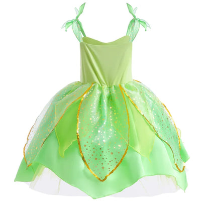 Girls Flower Fairy Dress Up Kids Princess Dress With Wings Halloween Princess Costume Elves Party Tinkerbell Tinker Bell Dress