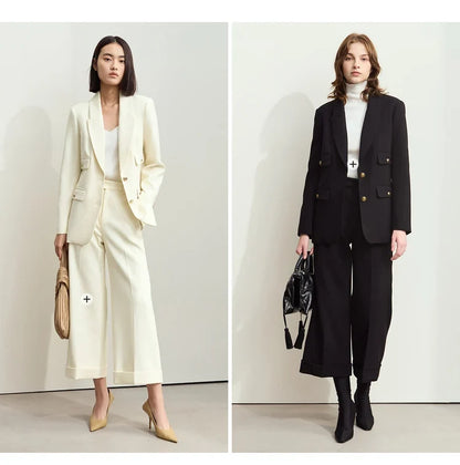 Minimalist Blazers Women Autumn 2024 Clothing Vintage Buttons Up Coat Basics Long Sleeve Jacket Office Lady Blazer 12453051