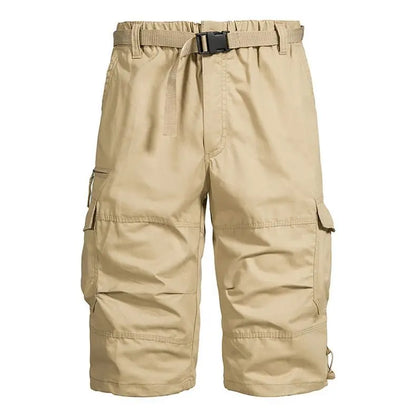 Men Summer Capri Pants Men Plus Size Multi Pocket Cargo Shorts Men Casual Outdoor Breathable Lightweight Daily Wear Street Style