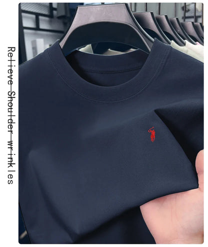 100% cotton high-end short sleeve T-shirt summer designer brand pony embroidery round neck top fashion casual golf men's wear