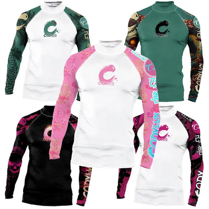 Men's Sports T -shirt Quickly Drying Bodybuilding Fitness Tight Rashguard UV Protection Swimsuit Swimming Shirt Surfing Rash