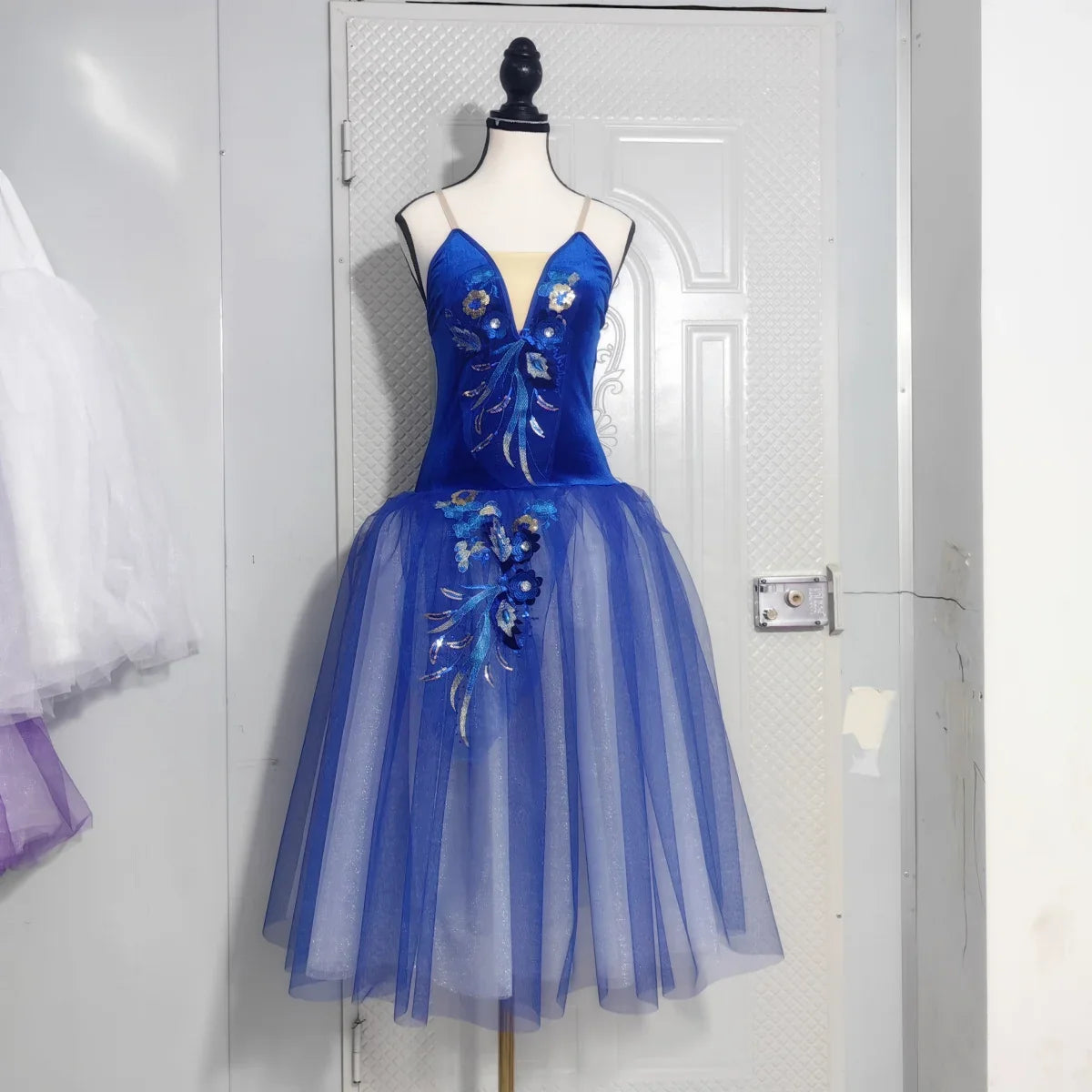 Long Ballet Tutu Skirts Flower Lace Dress Performance Costumes Princess Dance Practice Romantic Dress