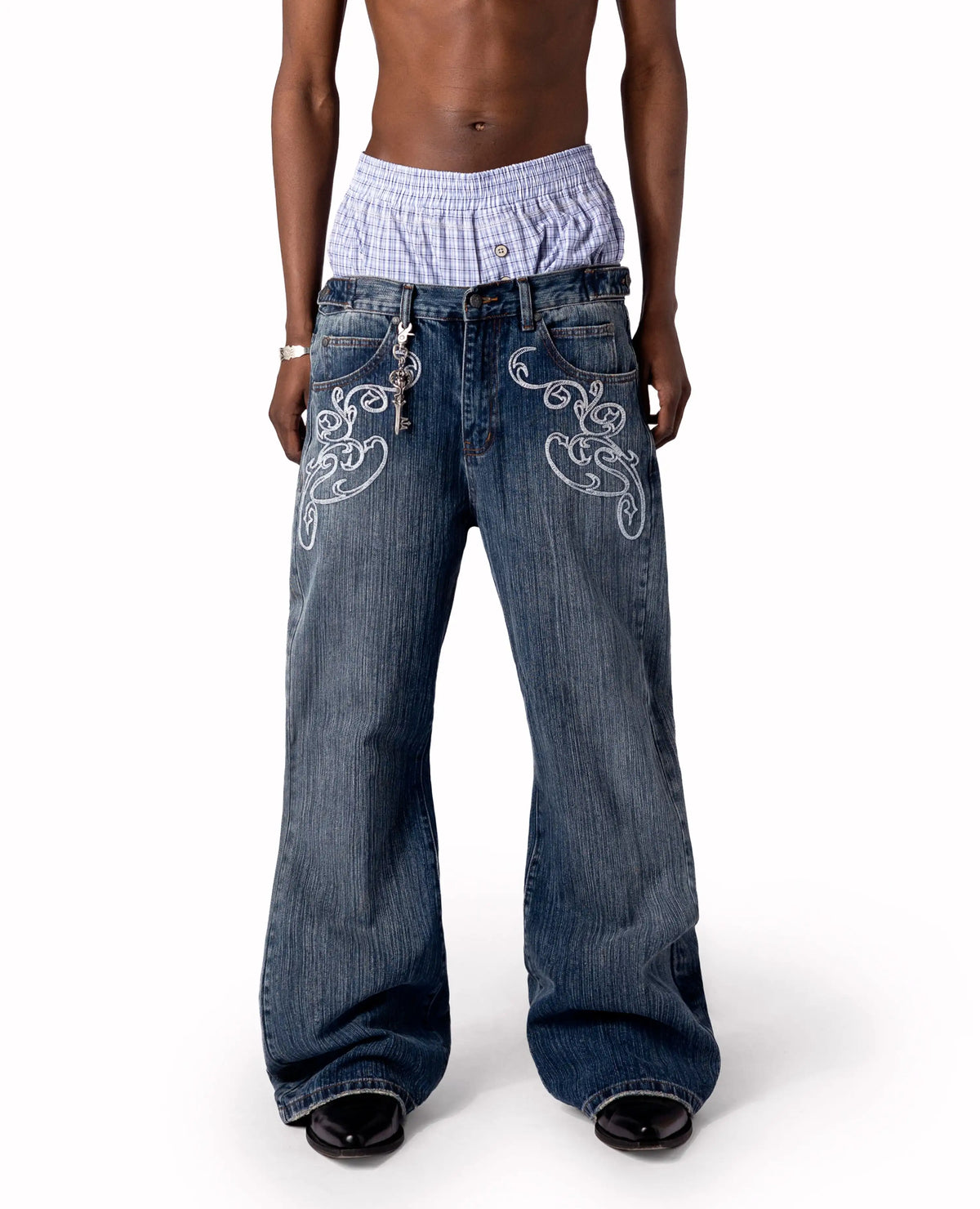 Y2k Blue Opening Bootcut Jeans Vintage Washed Embroidery Men Women Pants Harajuku High Street Streetwear Unisex Casual Jeans