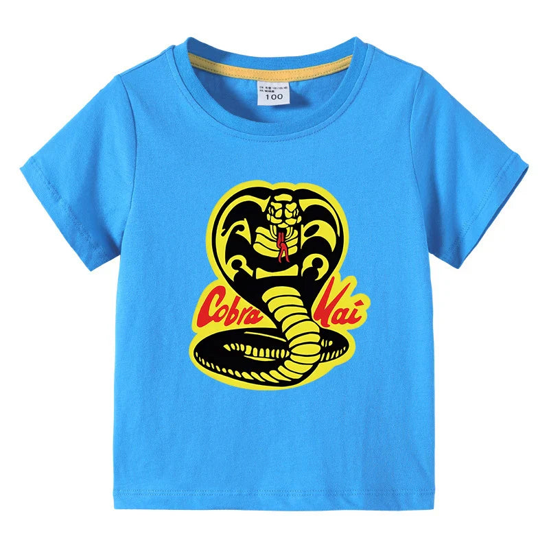 Cobra Kai Printed Summer Chlidren' T-shirt Boys Girls O-Neck Short Sleeve Tees Kids Pure Cotton Clothing Baby Boys Gift