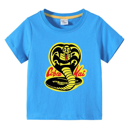 Cobra Kai Printed Summer Chlidren' T-shirt Boys Girls O-Neck Short Sleeve Tees Kids Pure Cotton Clothing Baby Boys Gift