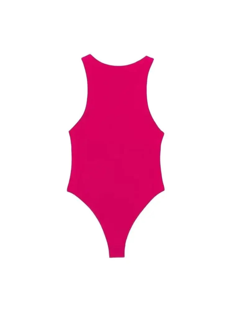 Women Fashion With Halter Neck Skinny Bodysuit Sexy Sleeveless Snap-button Female Playsuits Mujer