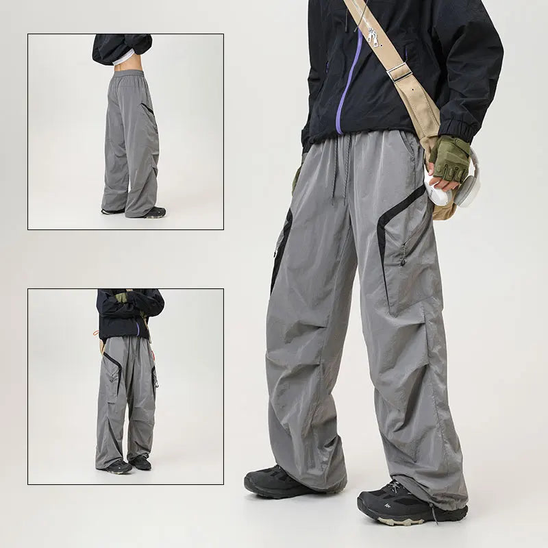 Autumn Hiking Pants Outdoor Patchwork Waterproof Mountaineering Zippered Trousers Male Elastic Waist Camping Fishing Cargo Pants