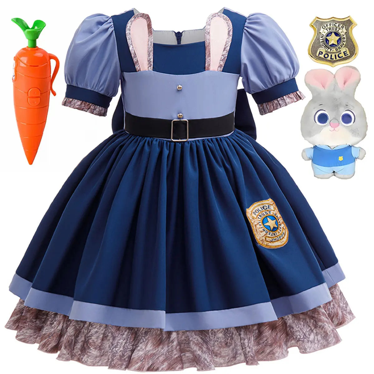 Movie Zootopia 2 Brave Cute Bunny Judy Costume For Baby Girl Role Play Judy Hopps Rabbit Disguise Dress Doll Set 2-10 Yrs