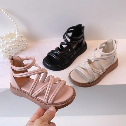 Girls sandals new summer medium and large children princess shoes soft sole shoes