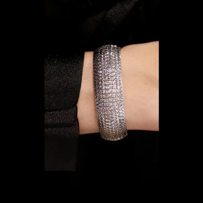 925 Silver Gold Plated Synthetic Zircon Bracelet Shimmering Wide Edition Bracelet for Women's Jewelry