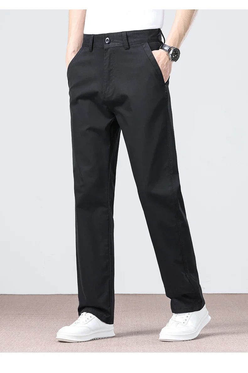 100% Cotton Straight Casual Pants Men's New Cargo Pocket Fashion Brand Comfortable High Quality Business Male Pants