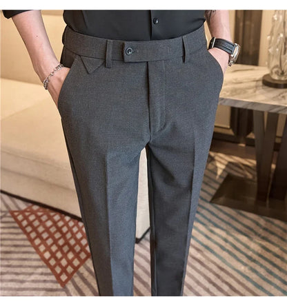 Men Suit Pants 2026 Spring Elastic Waist Solid Slim Fit Dress Pants Office Business Casual Trousers High Quality Men's Clothing