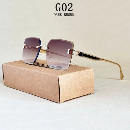 2025 Rimless Sunglasses Women Trendy Vintage Square Fashion Glasses Sunscreen Lentes De Sol Mujer Lunette Soleil Femme Zonnebril