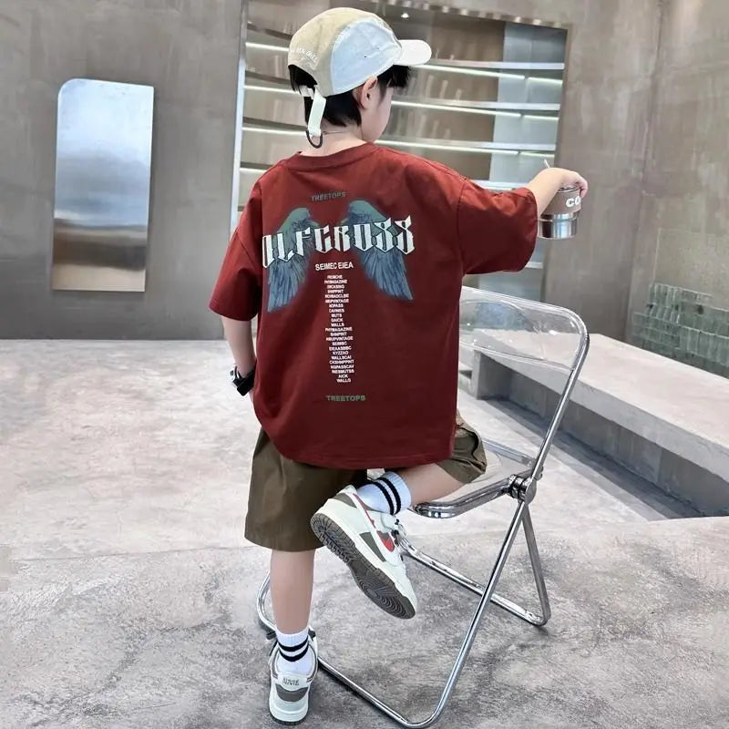 Letter Print Children Clothing Top and Bottom Clothing Set Boys Sets Korean Children's Boy Rash Guard Kids Designer Clothes Tops