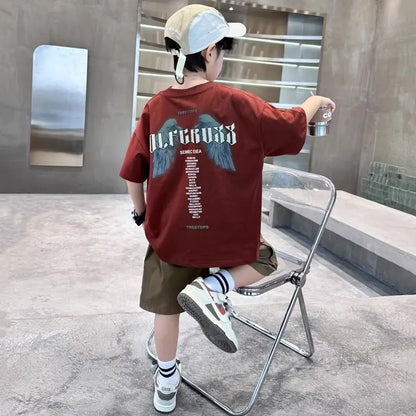 Letter Print Children Clothing Top and Bottom Clothing Set Boys Sets Korean Children's Boy Rash Guard Kids Designer Clothes Tops